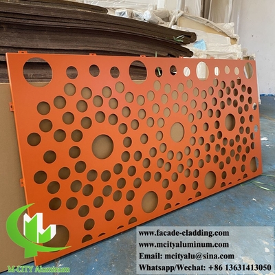 China External metal screen with perforation round holes patterns powder coated orange color supplier