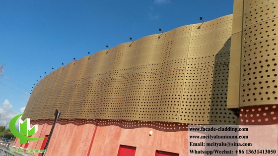 China Solid Aluminum perforated panel For Facade, Cladding Decoration PVDF golden color supplier