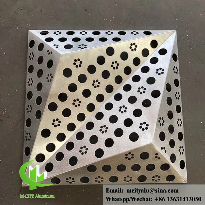 Triangle 3D Metal aluminum panels perforation sheet for facade cladding