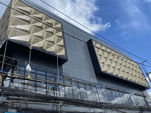 3D Champagne Gold Parametric Aluminum Facade for Manila Landmark Philippines