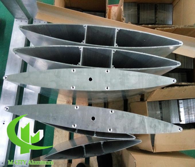 300mm wood grain color Architectural aluminum Aerofoil louver blade with oval shape for facade curtain wall