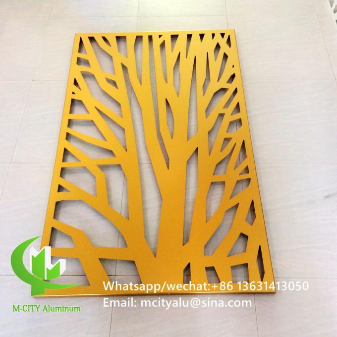 metal perforated aluminum cut hollow screen panel with tree pattern design laser cutting panel for balcony facade window