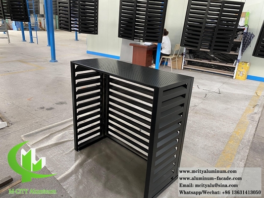 China Exterior Folded Air Conditioner Cover Metal Louver Screen for heat pump Powder Coated Black Color supplier