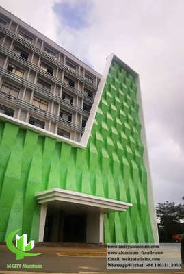 China Perforated Aluminum Sheet Metal Cladding PVDF Green Coating 15 Years Warranty supplier