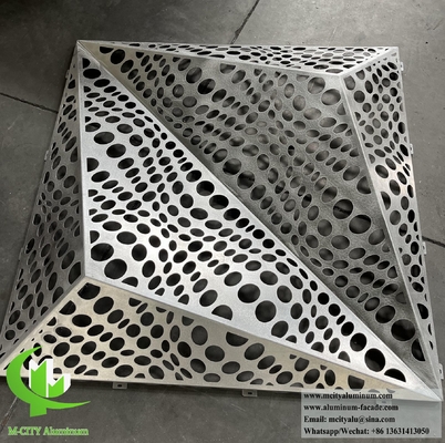 China Exterior Facade Cladding Metal Sheet 3D Design Perforation Pattern PVDF Coating supplier