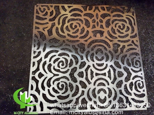 China Laser cut panel hollow panel flower rose design 2.5mm Metal aluminum cladding for wall supplier