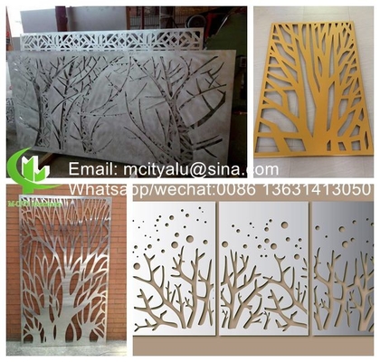 China Tree Aluminum perforated sheet for facade cladding fence with 2mm thickness laser cutting supplier