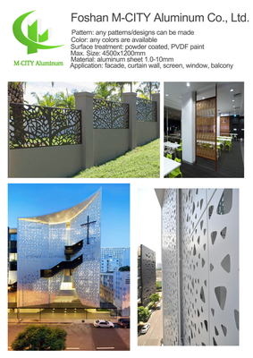 Aluminum perforated decorative panel for curtain wall facade cladding wall panel with 3mm thickness perforated sheet
