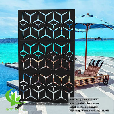 Powder Coated Aluminum Privacy Screen with Laser Cut Pattern in Custom RAL Color and 3mm Thickness