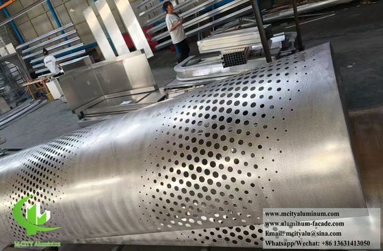 Solid Aluminum Cladding For Column Decoration 2mm PVDF With Perforation Pattern