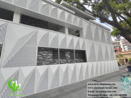 Custom 3-Dimensional Perforated Solid Aluminum Facade Cladding Panel