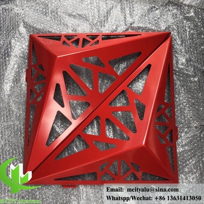 China 3D Solid aluminum panel for facade powder coated red color curtain wall supplier