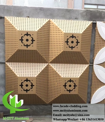 China 3D shape metal screen aluminium facades perforation sheet golden color supplier