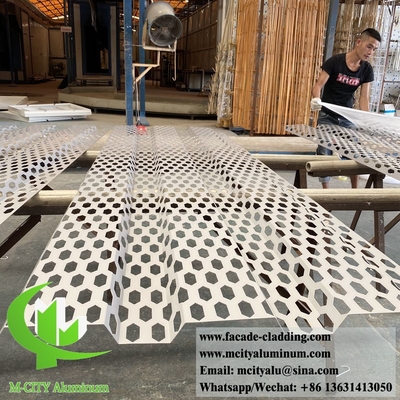 China Decorative perforated aluminum sheet metal panel hexagon shape powder coated grey color supplier