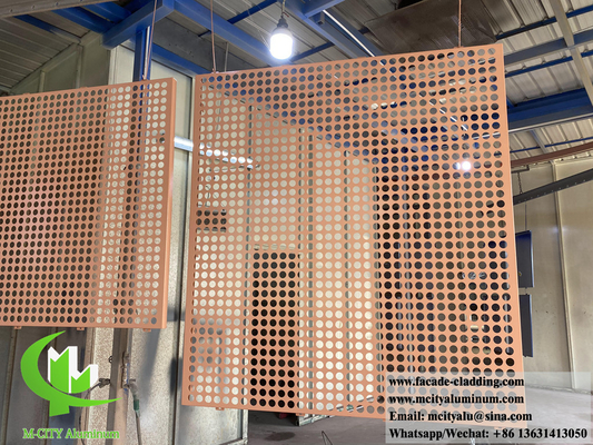 China Perforating golden color metal sheet facade system aluminum alloy 3mm thickness PVDF paint supplier
