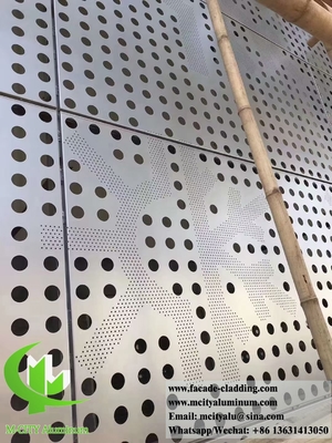 China Perforating aluminum cladding metal facade round holes sliver color 3mm PVDF powder coated supplier
