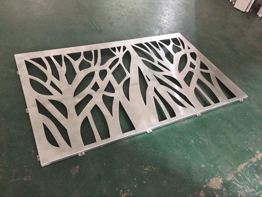 China Laser Cut Metal Screen For Fence Wall Facade Decoration Aluminum Sheet With Patterns Sliver Color supplier