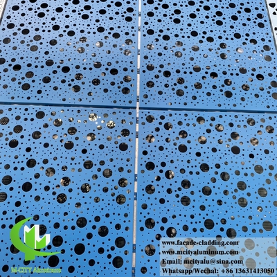 China Laser cut aluminum cladding metal wall facade PVDF blue color 3mm decorative sheet supplier