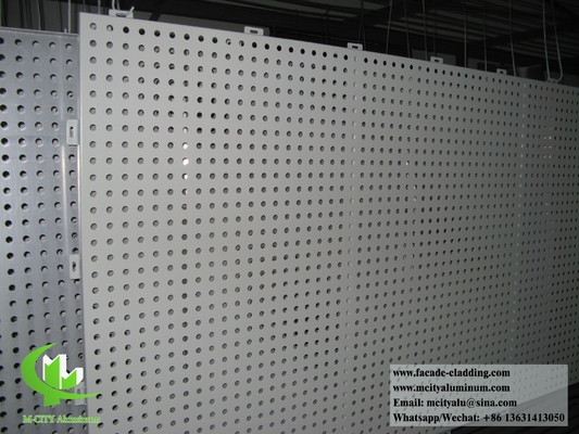 China Perforating Solid Aluminum Sheet Metal Panel PVDF Sliver Color Facade Decoration supplier