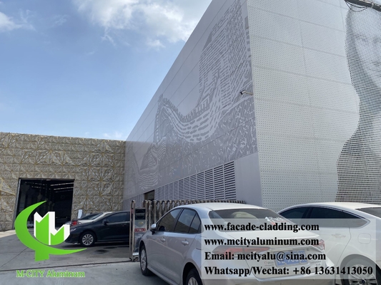 China Perforating Aluminum Facade Cladding Panel PVDF White Durable Coating 15 Years Warranty 3mm Thickness supplier