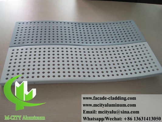 China Waved solid aluminum wall cladding perforated patterns powder coated white supplier