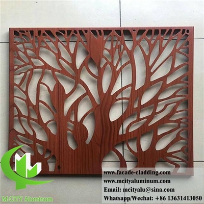 China Wood Grain Color Metal Screen Aluminium Laser Cut Decorative Metal Panels For Window Facade Wall Cladding supplier