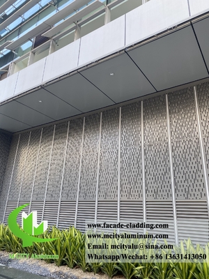 China Perforated Exterior Metal Wall Cladding Facades Aluminum Panels Metallic Gray Color supplier