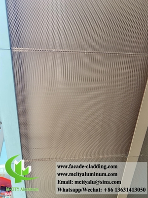 China Expanded Metal Mesh Aluminum Cladding PVDF Golden Color Ceiling Decoration supplier