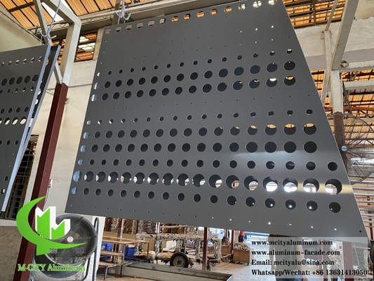 China Perforated Metal Screen Powder Coated Gray Aluminum Sheet For Wall Cladding supplier