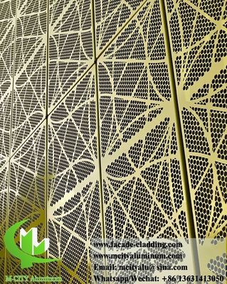 Good price Perforated metal cladding aluminium facades round holes golden color for building wall online