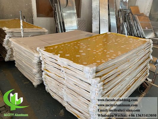 Good price Architectural Aluminum Cladding PVDF Golden Color Metal Screen Durable Finish Anti Rust Fireproof Class 1 online