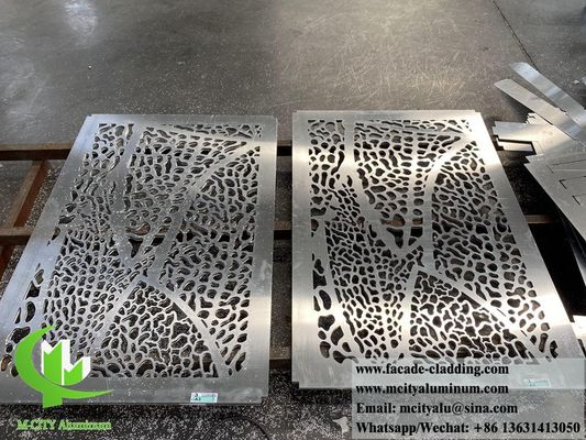 Good price 3mm metal screen laser cut leaf patterns for interior wall cladding decoration sliver color online
