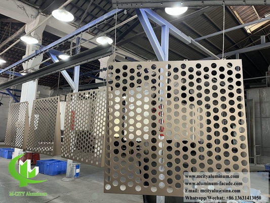 Golden color metal cladding solid aluminum panel with perforation pattern