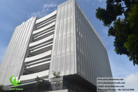 Perforated Curved Metal Facades Aluminum Cladding System PVDF Coating