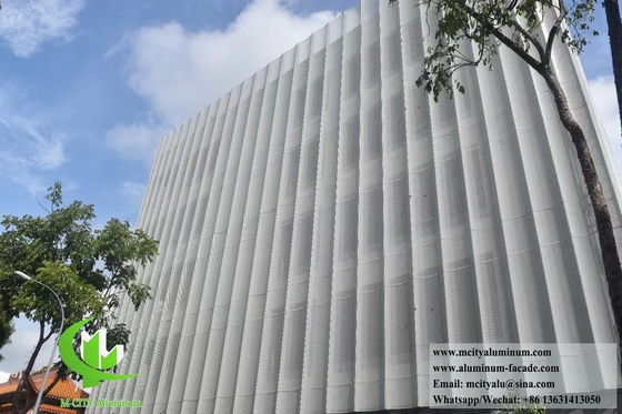Perforated Curved Metal Facades Aluminum Cladding System PVDF Coating