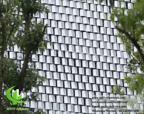 Laser Cut Metal Screen Aluminum Column Cladding With LED Light