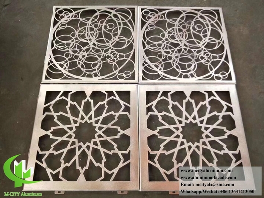 Laser Cut Metal Screen Solid Aluminum Panel With Hollow Pattern