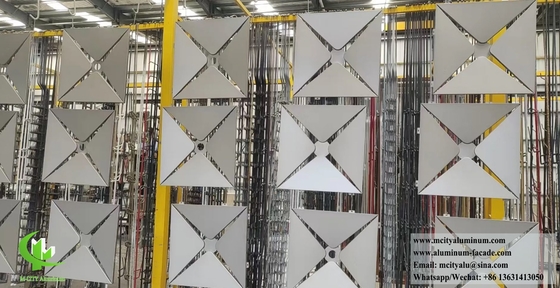 3D Metal Cladding Aluminum Panels For Prefabricated And Customized Facade Design With Round Holes Perforation