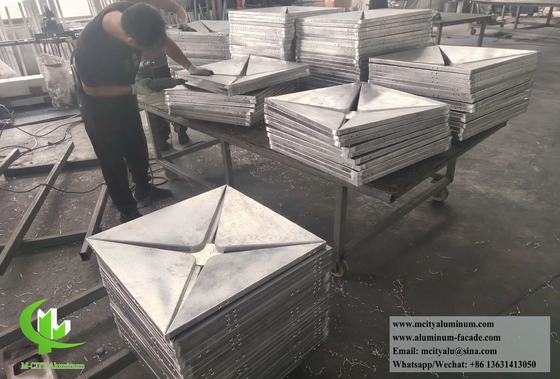 3D Metal Cladding Aluminum Panels For Prefabricated And Customized Facade Design With Round Holes Perforation