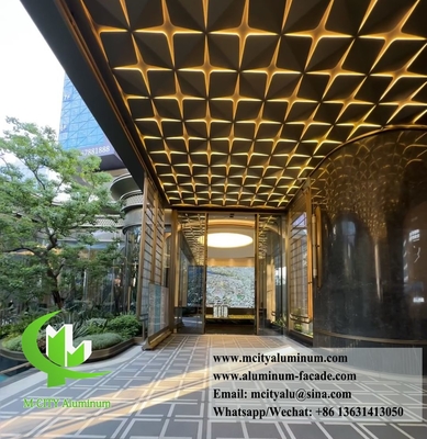 3D metal cladding panels for ceiling wall facades decoration with LED light