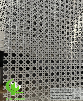 Wood Grain Color Woven Aluminum Panels Perforated Screen For Fence Decoration