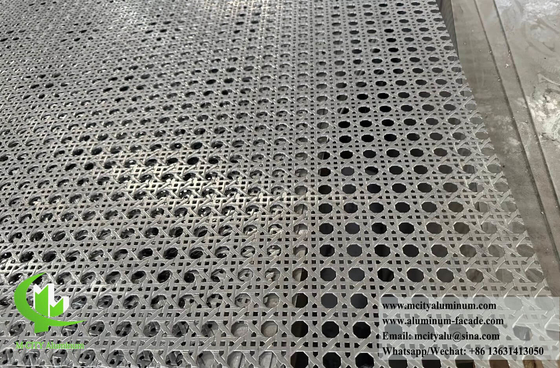 Wood Grain Color Woven Aluminum Panels Perforated Screen For Fence Decoration