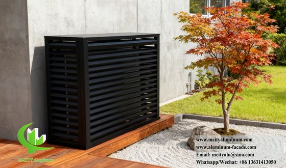 Black Color Louvred Screen Cover For Ac Unit Aluminum Cover