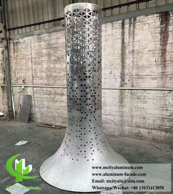 Perforated Aluminum Cladding For Column Decoration With LED Light