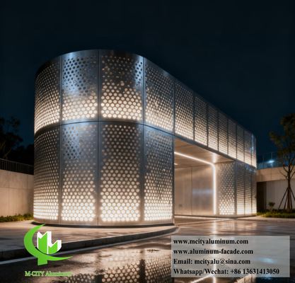 3003 PVDF Custom Made Aluminum Alloy Perforated Facades Wall Cladding System