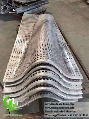 3D shape Perforated metal cladding aluminium facades round holes silver color for building wall