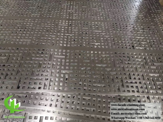 3D shape Perforated metal cladding aluminium facades round holes silver color for building wall