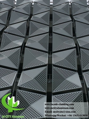 3D shape Perforated metal cladding aluminium facades round holes silver color for building wall supplier