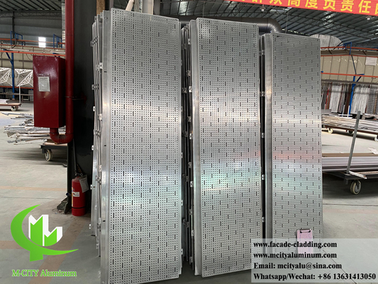Exterior metal cladding aluminium sheet with perforation pattern round holes powder coated pvdf