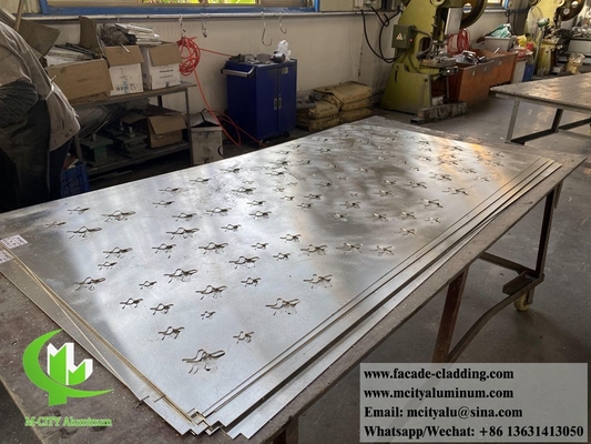 Exterior metal cladding aluminium sheet with perforation pattern round holes powder coated pvdf